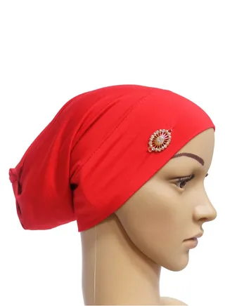Women's Solid Color Stretch Inner Tube Hijab Red 