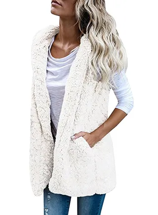 Casual Hooded Sleeveless Vest LNP71124361 White 