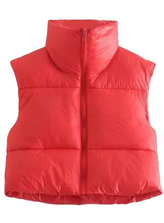 Spring And Autumn New Cotton West Zipper Collar Short Vest 