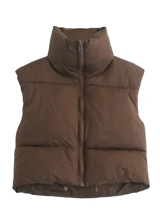 Spring And Autumn New Cotton West Zipper Collar Short Vest 