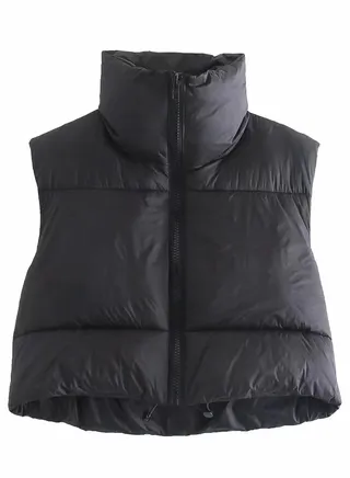 Spring And Autumn New Cotton West Zipper Collar Short Vest 