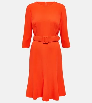 Embellished wool-blend midi dress