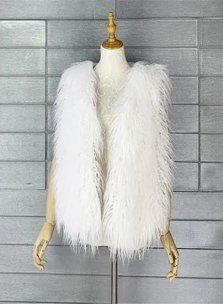 Women's Warm Faux Fur Vest White 