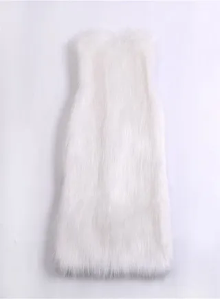 Medium Long Warm Imitation Fox Fur Vest White 