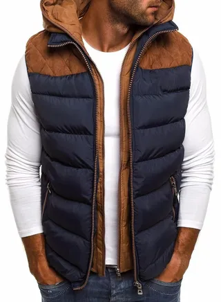 Autumn Winter New Fashion Patchwork Color Men's Hooded Vest 