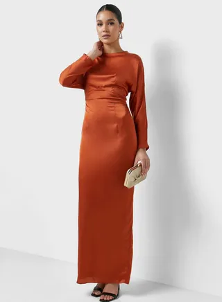 Cape Sleeve Pleated Dress 