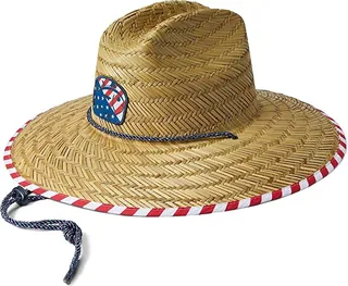 Southern Tide Skipjack Flag Patch Straw Sun Hat (Deep Water) Caps
