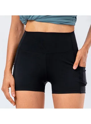 High waist skinny running workout stretch yoga sport three - minute shorts 