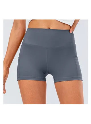 High waist skinny running workout stretch yoga sport three - minute shorts 