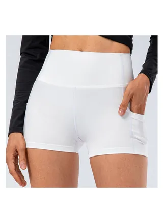 High waist skinny running workout stretch yoga sport three - minute shorts 