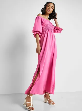 Off Shoulder A Line Maxi Dress 