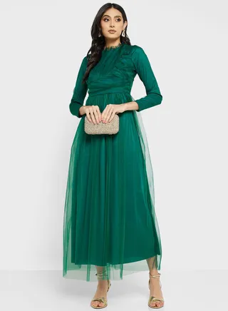 Ruched Detail A-Line Dress 