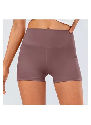 High waist skinny running workout stretch yoga sport three - minute shorts 