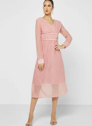 Surplice Neck A-Line Dress