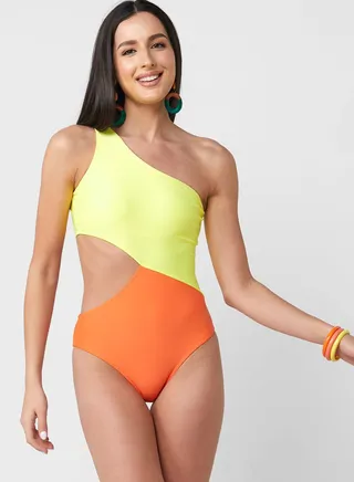 Colorblock Swimsuit With Cut-out Detail
