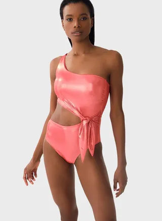 One Shoulder Tie Detail Swimsuit