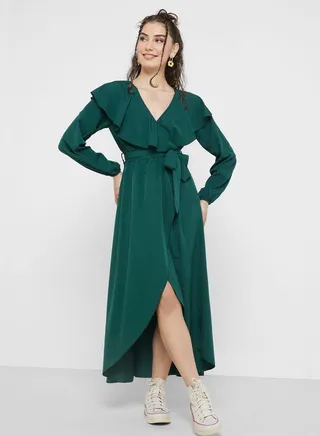 Urban Minx Ruffle Neck Detail Dress 