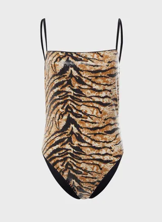 Tiger Print Square Neck Swimsuit