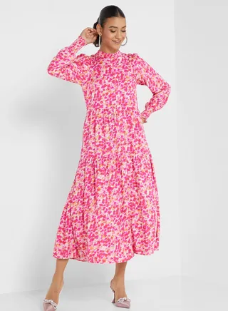 Floral Printed Puff Sleeve Dress 