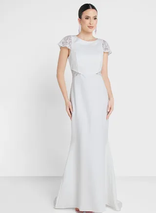 Lace Detail Pleated Dress