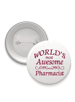 Pharmacist Day Button Badges for Men and Women - Gift for Pharmacist - Friends - Round Pin-back Button Brooch Lapel Pin Pharmacist Day 