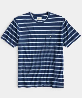 Stripe Indigo Slub Pocket Tee
