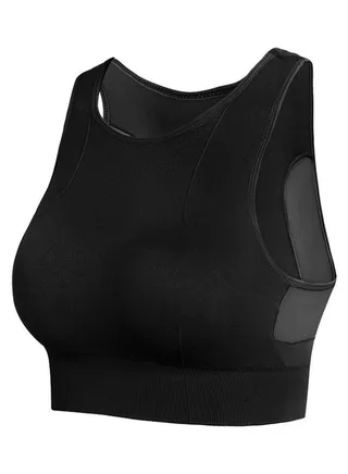 Quick Dry Shockproof Splice Sports Bra Black 