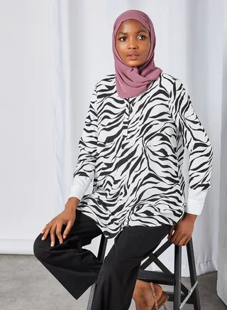 Zebra Stripe Tunic Black Zanzana 
