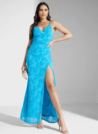 V-Neck Side Slit Dress