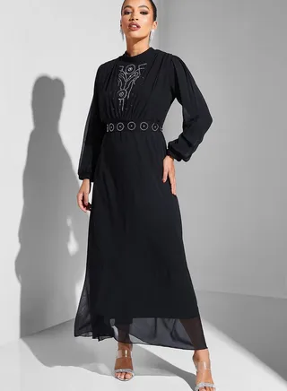 Embellished Drape Detail Dress 