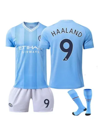 Haaland Manchester City No. 9 Jersey Children's Football Jersey Set Game Training Jersey 