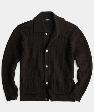 Wool Sweater Jacket In Espresso Bean