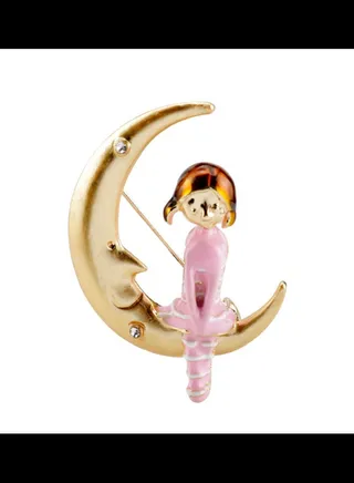 Cute Girl In The Moon Design Brooch 