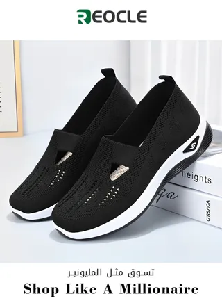 Women's Shoes Summer Breathable and Comfortable Loafers Single Shoes for Middle-aged and Elderly Mothers Soft-soled Casual Mesh Shoes for Women 