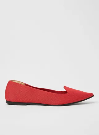Pointed Toe Loafer Flats Crimson Red 