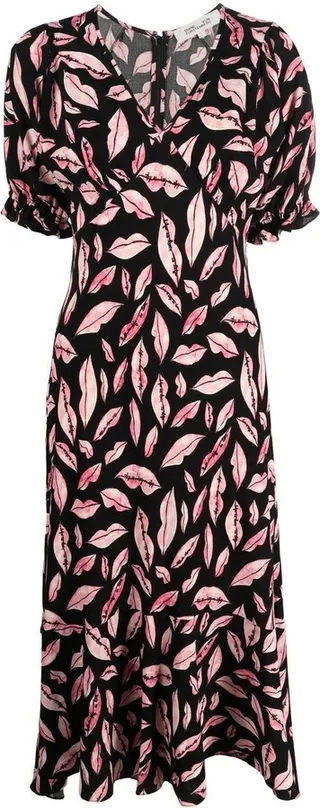 Graphic-Print Midi Dress