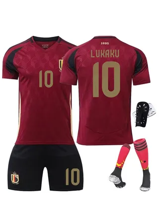 2024 European Cup Belgium Children's Youth Football Jersey Four-Piece Set No. 10 