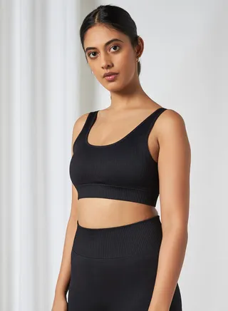 Solid Seamless Bra Black 