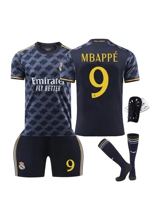 Real Madrid No. 9 Mbappe Children's Youth Football Uniform Four-Piece Suit 