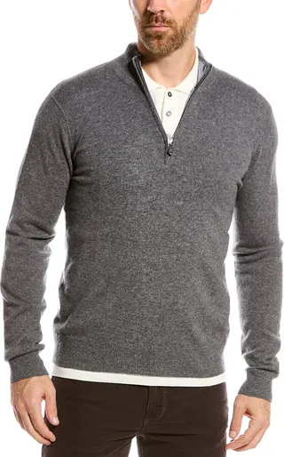 Raffi Zip Mock Neck Cashmere Sweater