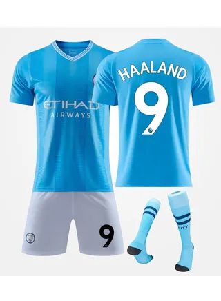 Haaland Manchester City Football Club Children's Football Jersey Set with Socks 