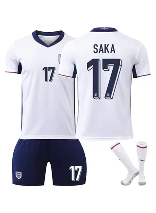 2024 European Cup England Children and Youth Football Uniform Three-piece Set No. 17 
