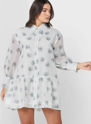 Printed Ruffle Hem Dress 