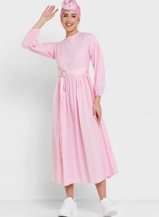 Belted A-Line Dress 