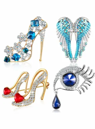 Rhinestone Brooches, 4 Pcs Crystal Brooch Pins 