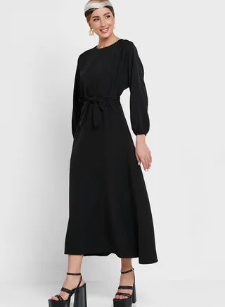 Belted A-Line Dress 