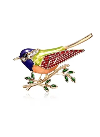 Bird Branch Rhinestone Inlaid Brooch 