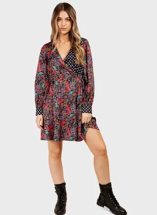 Mixed Print Mini Dress by Vogue Williams 