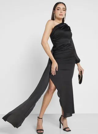 One Shoulder Dress With Slit 