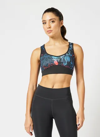 All Over Printed Sports Bra Blue/Red/Black 